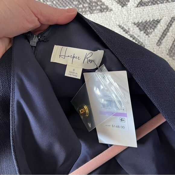 Nwt Harper Rose Navy Button‎ detail sheath dress sleeveless work wear size 6 - Picture 5 of 7
